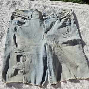 Time And True Mid Rise Womens Jean Shorts Plus Size 20 Ripped Holes Light Wash
